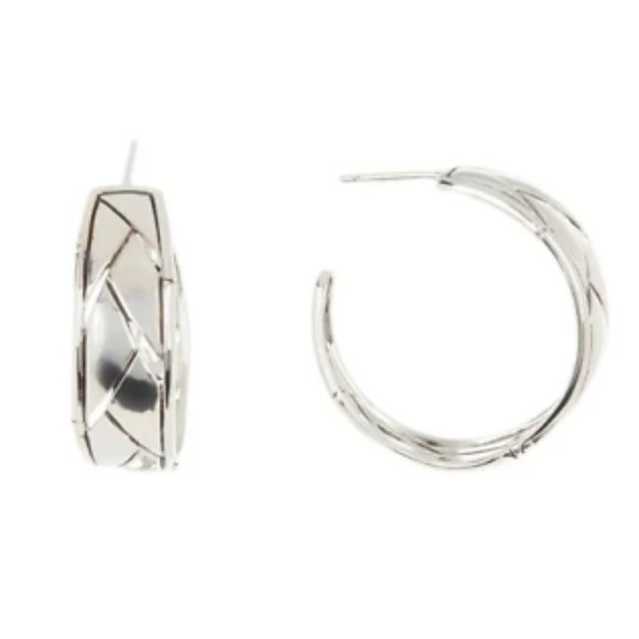 JOHN HARDY Pretty Bamboo Shoot Collection Sterling Silver Medium Hoop Earrings